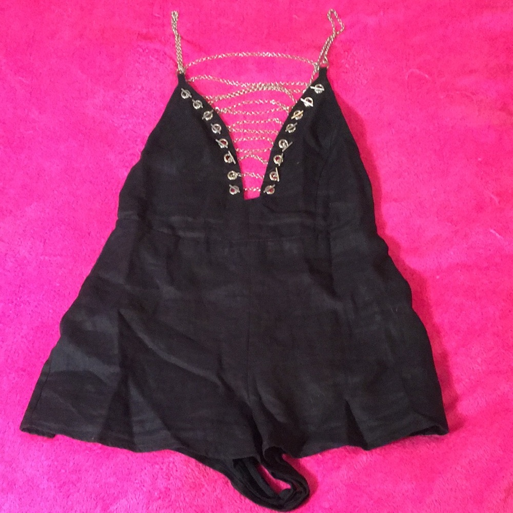 Millau Black Jumpsuit with Silver Chain Detail
